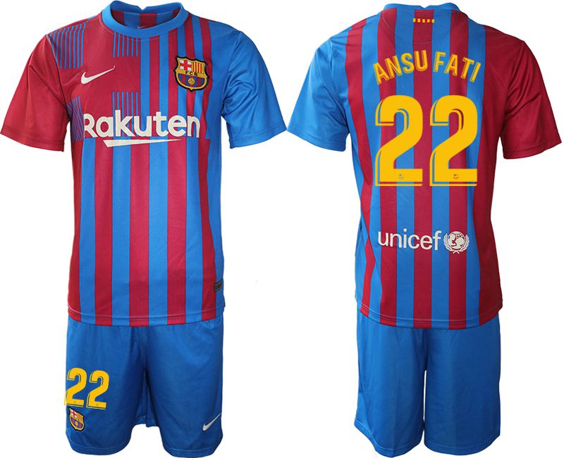 Men 2021-2022 Club Barcelona home blue #22 Nike Soccer Jersey->barcelona jersey->Soccer Club Jersey